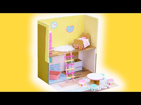 ドールハウス ダンボールでミニチュアドールハウスを手作り ダンボール工作 Youtube