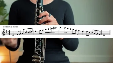 D Melodic Minor Scale for Clarinet in 2 Octaves