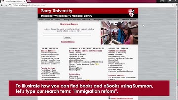 Barry University - Library Services Tutorial: Summon –Finding Books and eBooks