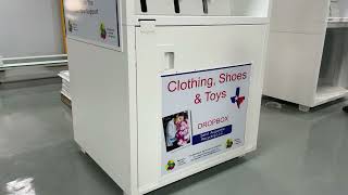 The clothes recycling bin we can walk into