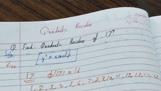 Quadratic residue|quadratic residues number theory|quadratic residue modulo example|find quadratic