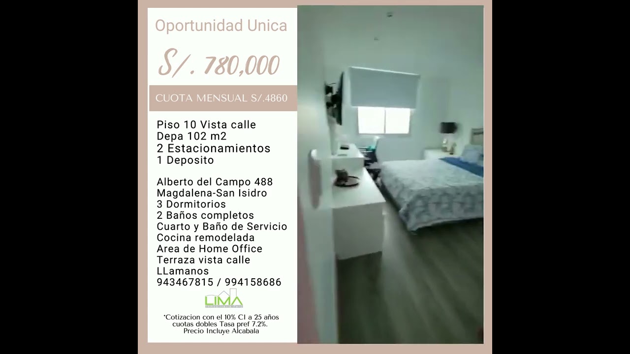 Hermosos departamento 100 m2 3 D/2B mas cuarto y baño servicio dos cocheras  ALberto del Campo - YouTube