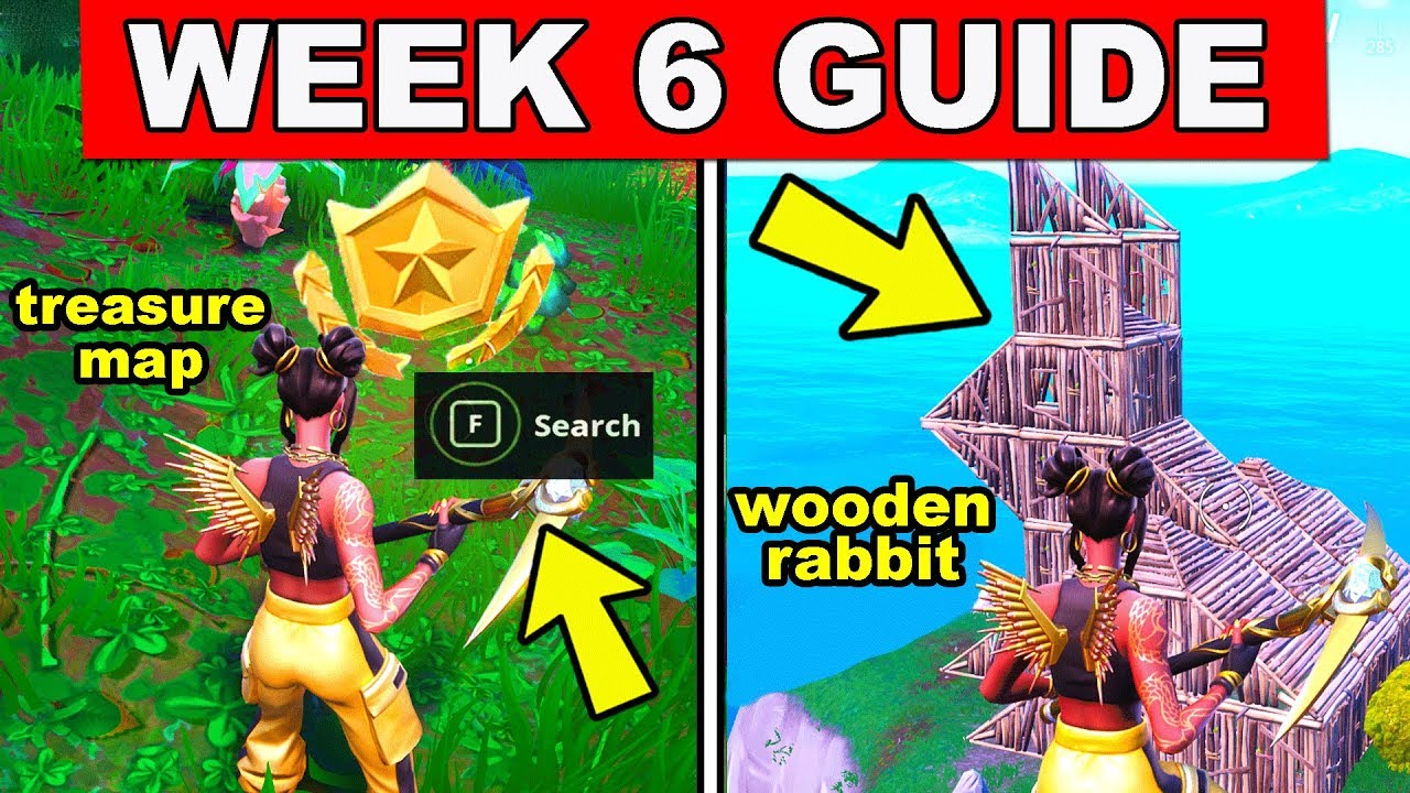 fortnite all season 8 week 6 challenges guide visit a wooden rabbit search where the knife points - week six cheat sheet fortnite season 8