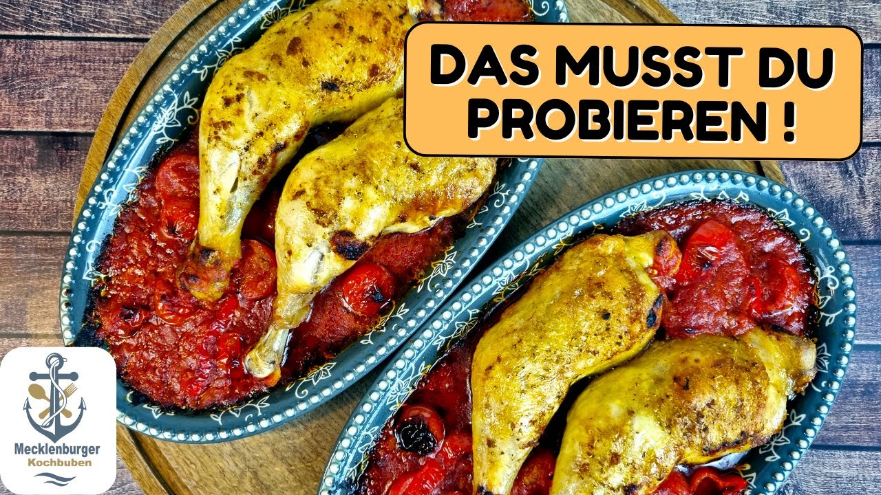 hähnchenschenkel mit soße im backofen