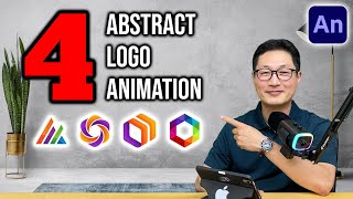 Four Abstract Logo Animation in Adobe Animate. Easy to follow.