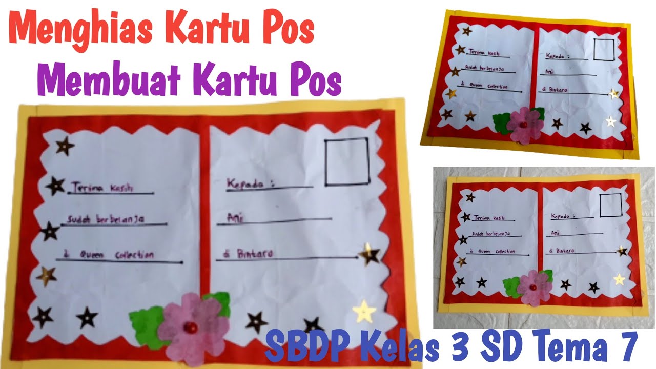 Cara Membuat Dan Menghias Kartu Pos Sbdp Kelas 3 Sd Tema 7 Youtube