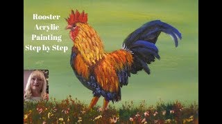acrylic painting beginners rooster easy paint step