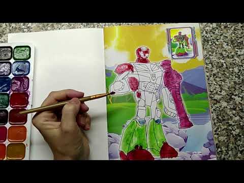 Робот раскраска. Раскраска по образцу из наклейки....