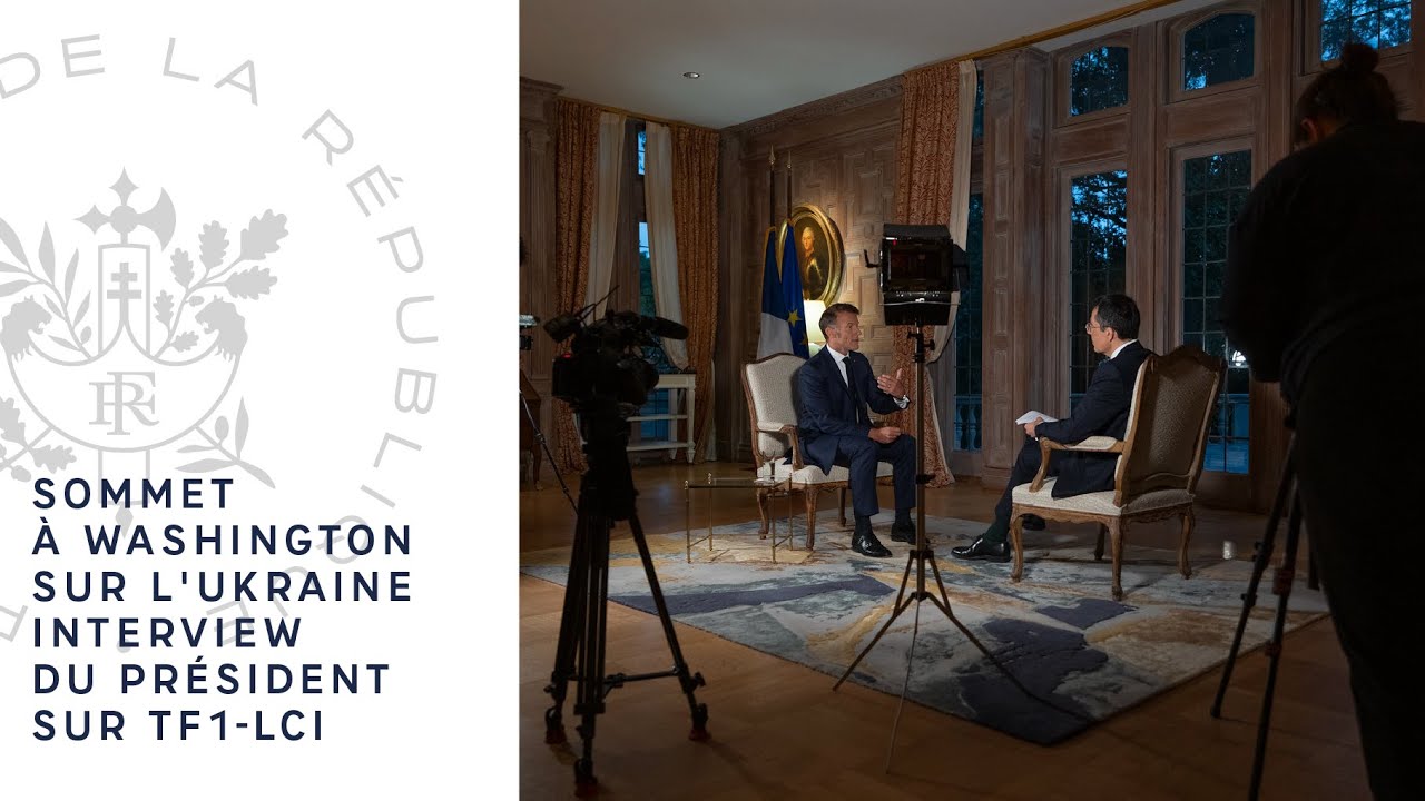 Sommet à Washington sur l'Ukraine : interview du Président Emmanuel Macron sur TF1-LCI.