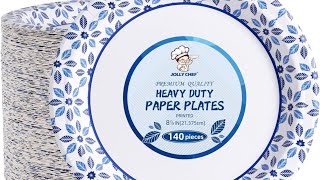 Jolly Chef Paper plate 140 Count Microwave Safe Heavy Duty Disposable Plate for Everyday Use🥗