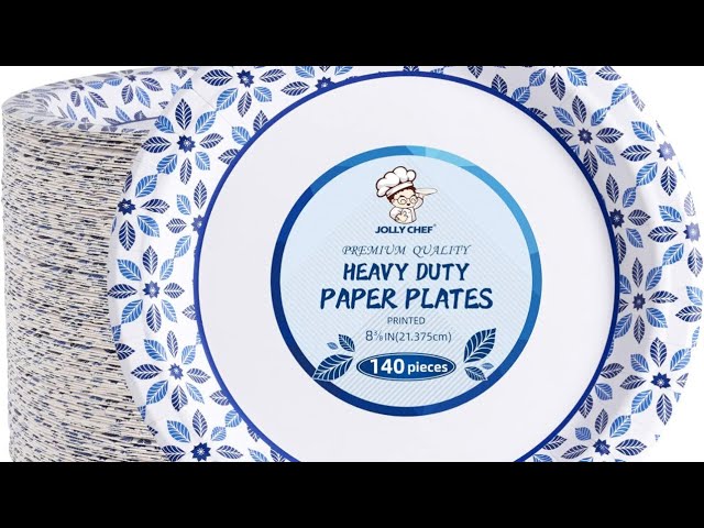 Jolly Chef 8.37 inch Blue Paper Plates 140 Count Heavy Duty Printed di