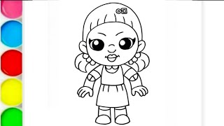 어린이와 유아를 위한 오징어 게임 인형 그리기 및 색칠 screenshot 4