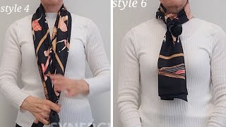 12 simple & stylish ways to wear a scarf, good well on a blouse or shirt. a square scarf