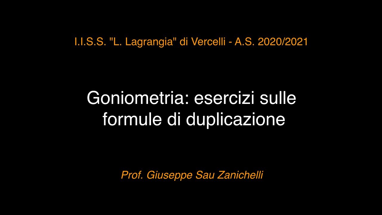 Goniometria: esercizi svolti sulle formule di duplicazione