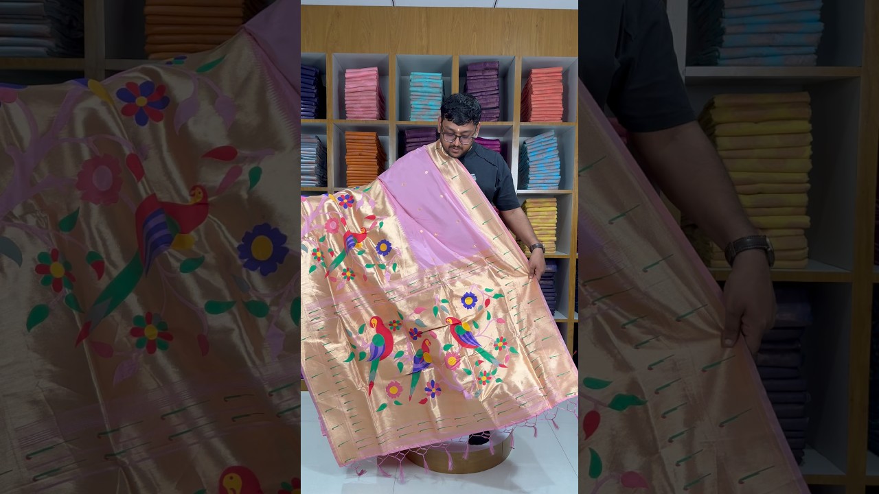 Kanchivaram Paithani Silk Big Parrot Zari Border Saree