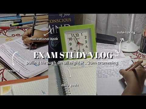 Exam study vlog | pulling through an all nighter đ , 3am cramming & lot's of notes taking đ