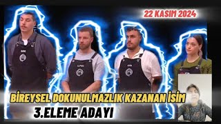 Masterchef Türki̇ye 22 Kasim 2024 Bi̇reysel Dokunulmazlik Kazanan İsi̇m Ve 3.Eleme Adayi Belli̇ Oldu.