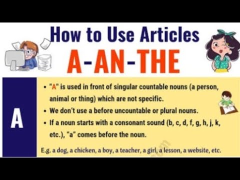 Articles in English language .Use of a an and the.#article - YouTube