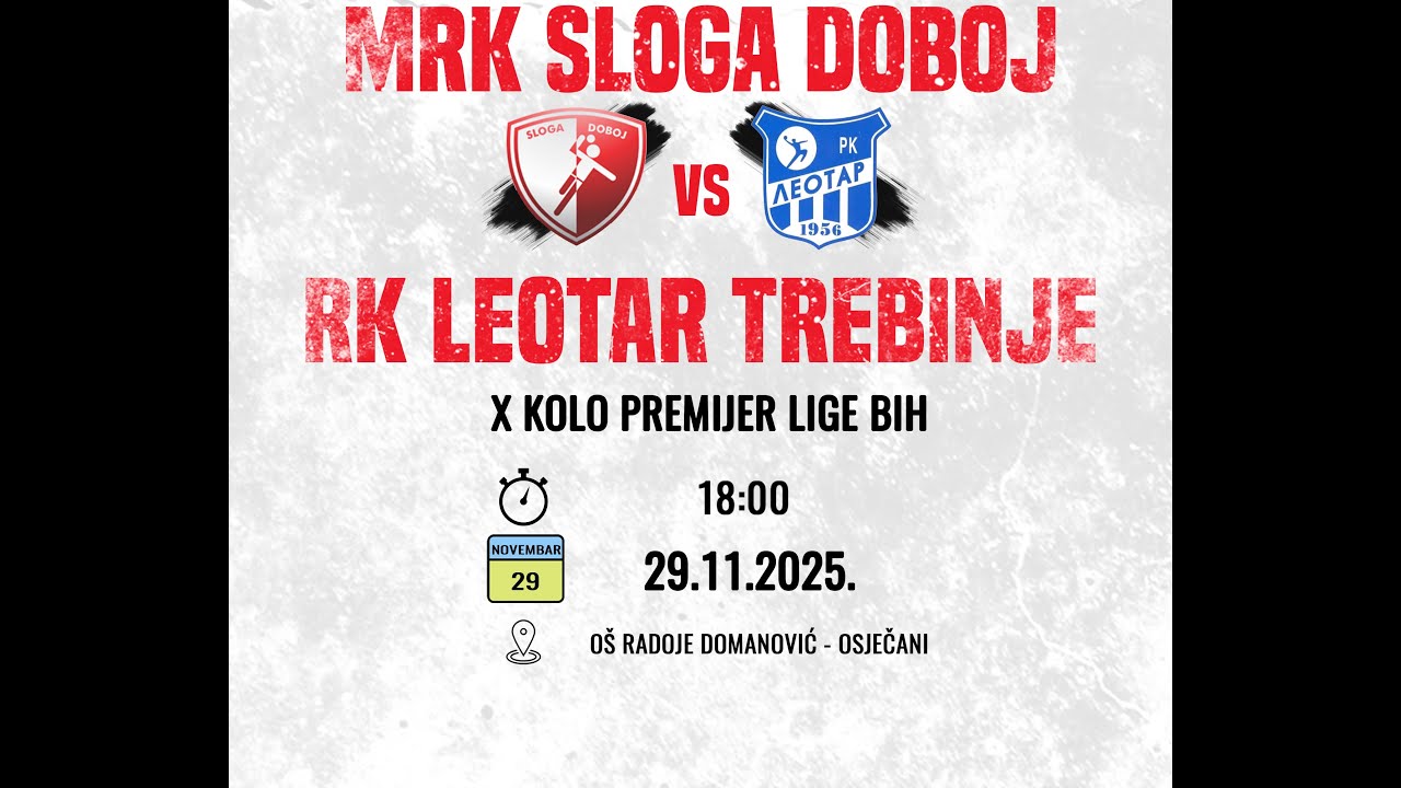 MRK Sloga Doboj vs RK Leotar Trebinje | 10. kolo PLBiH