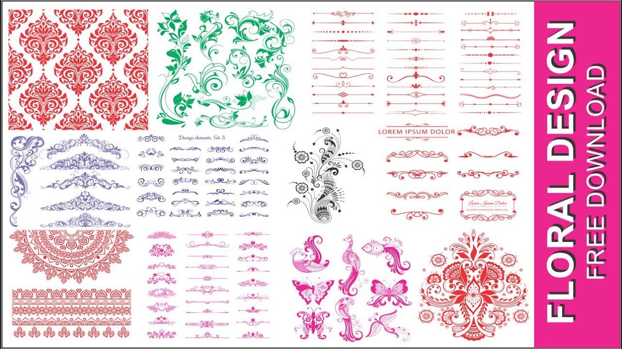 How to  Tutorial Floral Elements Designs 2023 | CDR File Free Download | Page - 94