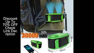 30000Mah Portable Waist Fan Strong Daul Airflow 7Speeds 11000Rpm Rechargeable Clip On Fan For Outdoo