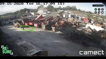 Camect AI Accurately Detects People in Machinery Yard and Ignores Cobweb