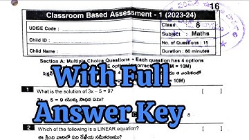 8th CBA-1 💯MATHS Full Question Paper 2023-2024(previous year)| 💯8th FA-1 MATHS FULL Question Paper💯💯