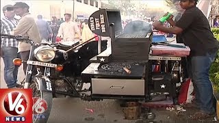 Software Employee Introduces New Royal Enfield Bullet 'Food Bike' To Hyderabad | V6 News screenshot 5