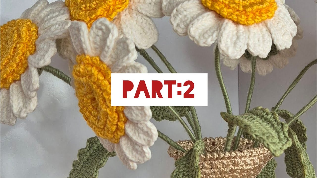 Easy Crochet Daisy Flower | Beginner Friendly  بافت گل بابونه با قلاب قسمت دوم | آسون و خوشگل