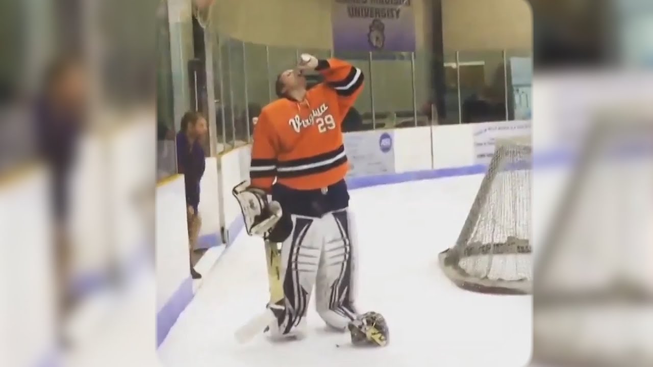 College hockey goalie ejected for chugging beer in the middle of a game