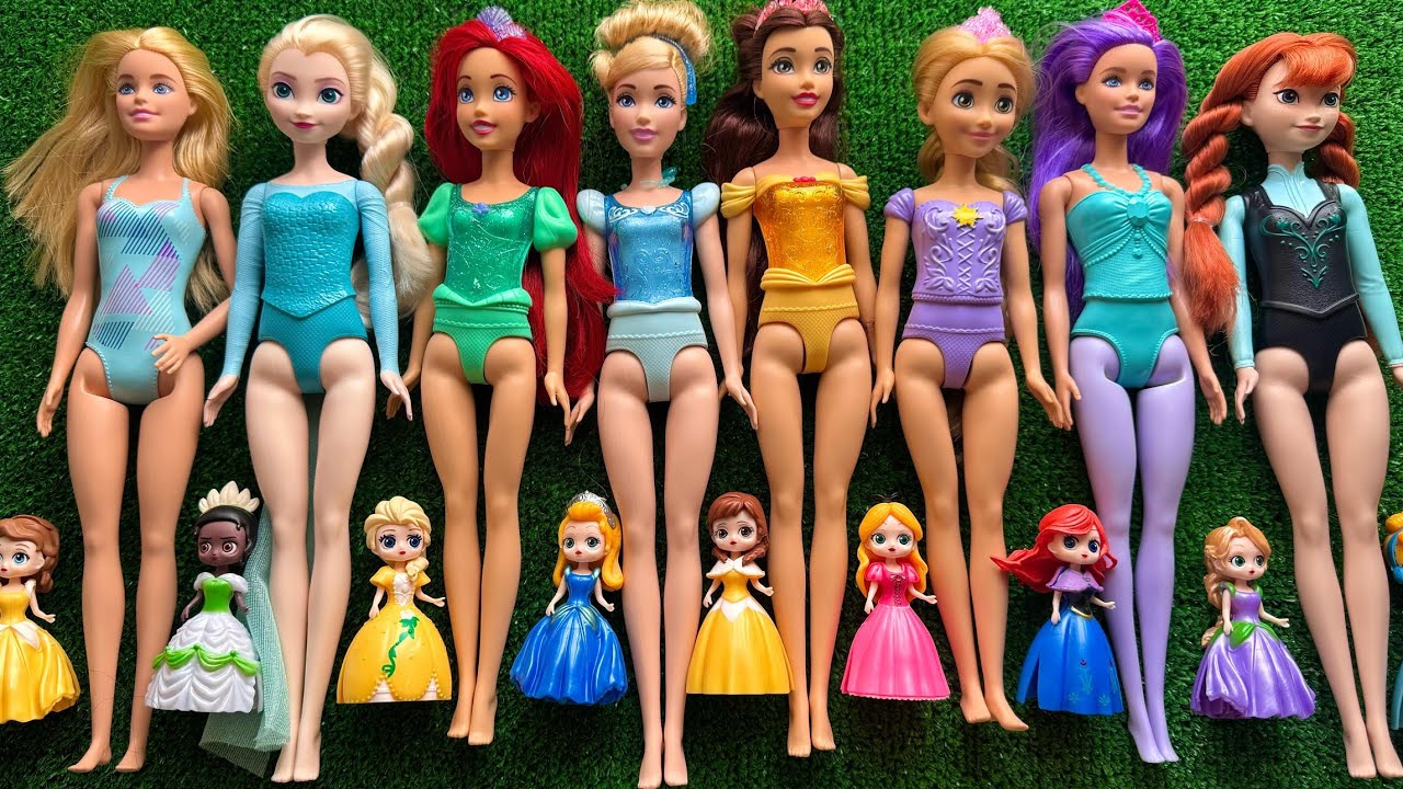 ASMR Most Popular Disney Princess Mattel Dolls   lots of colorful rainbow Dresses   unpacking toy