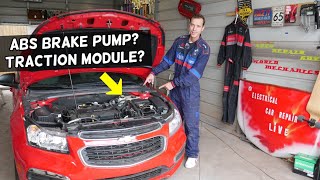 ABS BRAKE PUMP MODULE AND TRACTION CONTROL MODULE LOCATION CHEVY, GMC, BUICK, CADILLAC