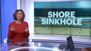 Large sinkhole opens up on Jersey Shore beach