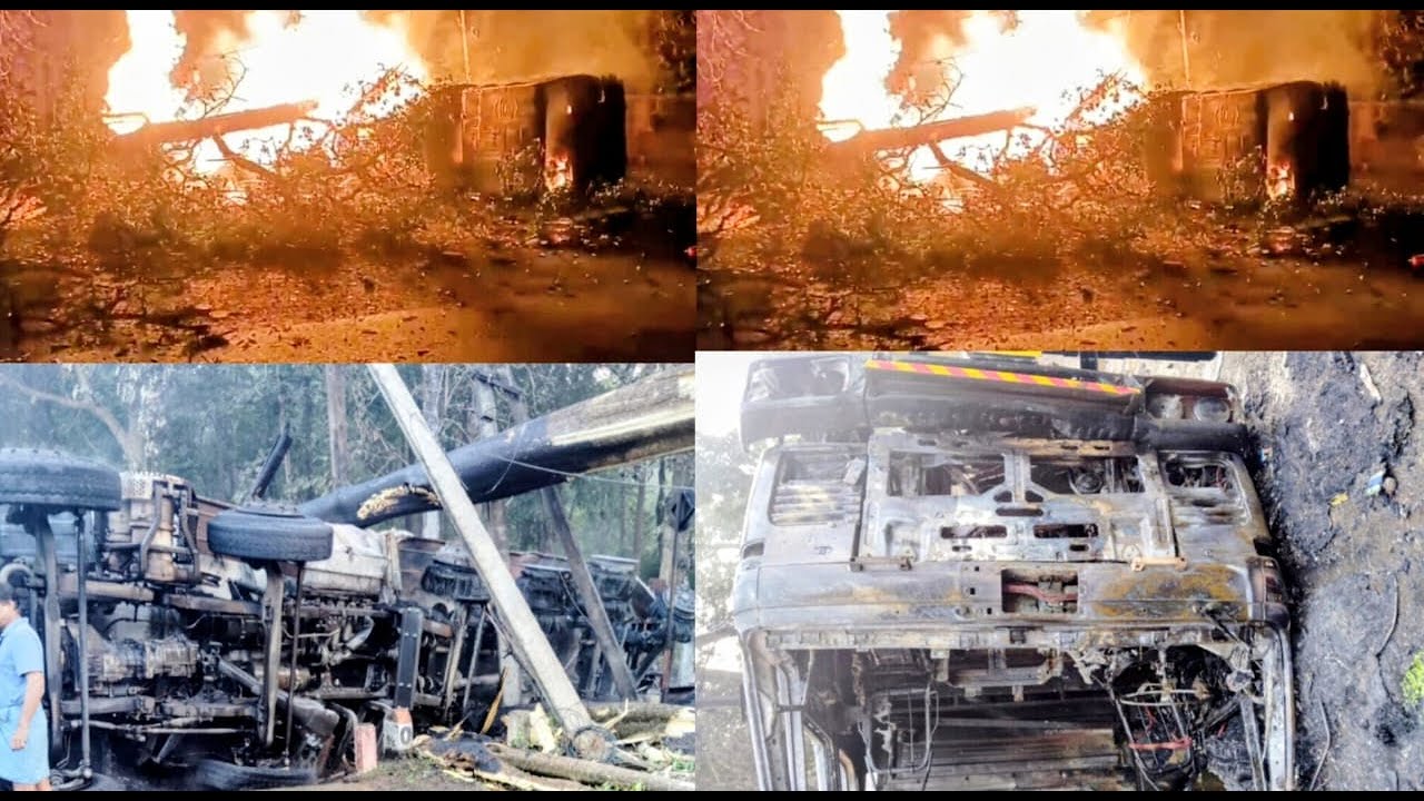 Ethanol Tanker Overturns and Burns to Ashes in Arabail Ghat Crash