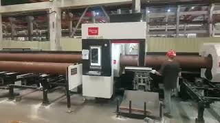 Customer site-T series-bevel cutting-heavy round pipe-automatic loading and unloading  #acmelaser