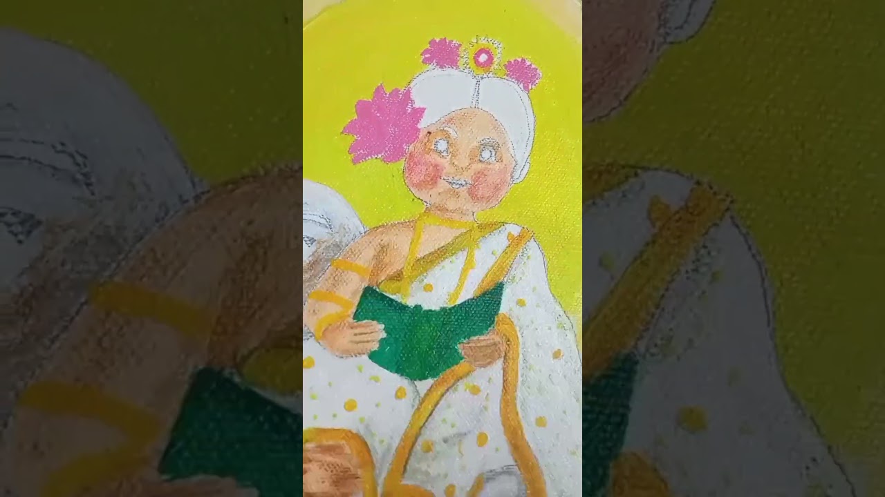 Cute Maa Saraswati Painting | Acrylic on Canvas | Art Shorts by Moumita Pal