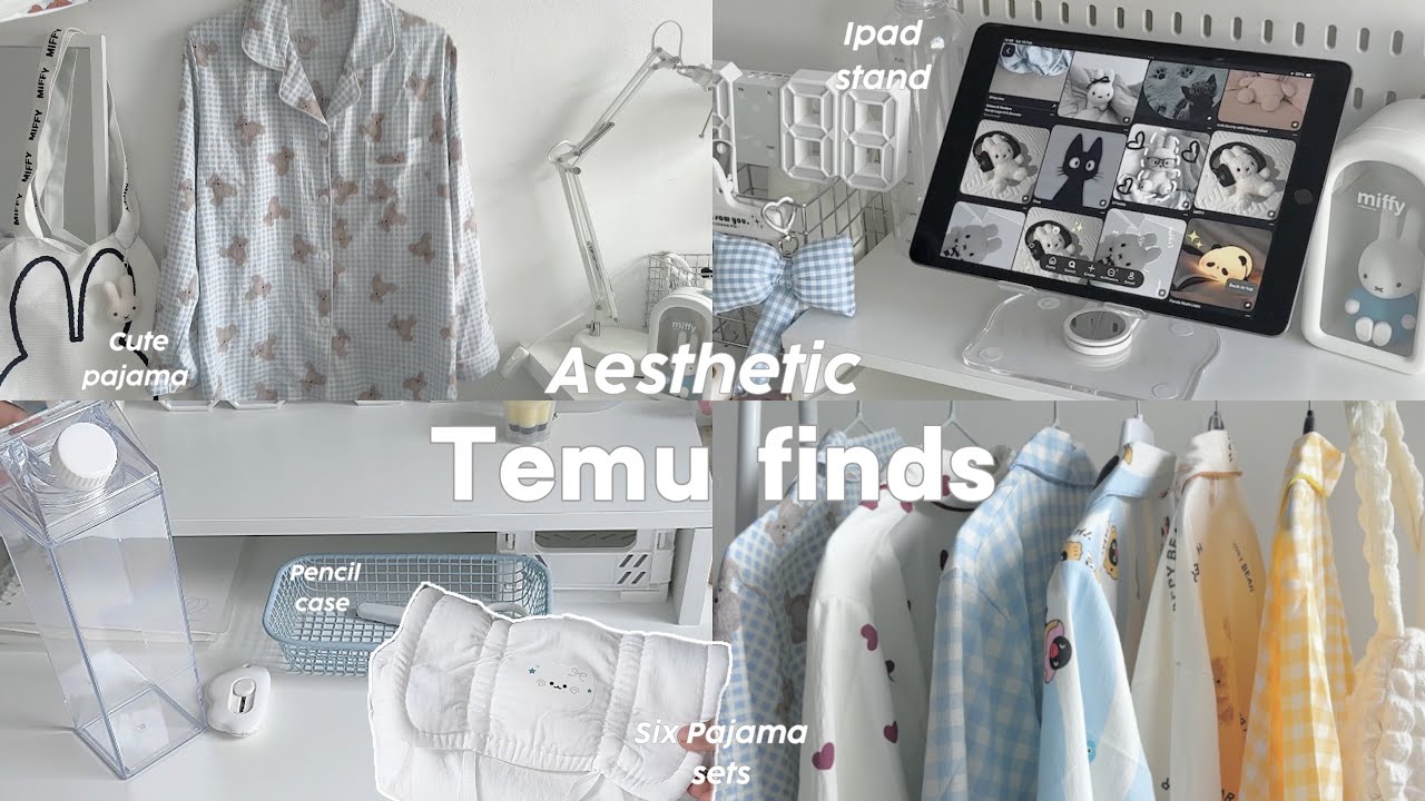 Aesthetic ~Temu Haul ~🍵cute pajama sets,ipad stand ,aesthetic pencil case,glass bottle