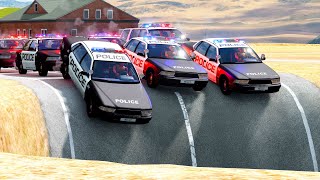 Cars vs Giant Pit #2 - Police Chase - BeamNG.drive
