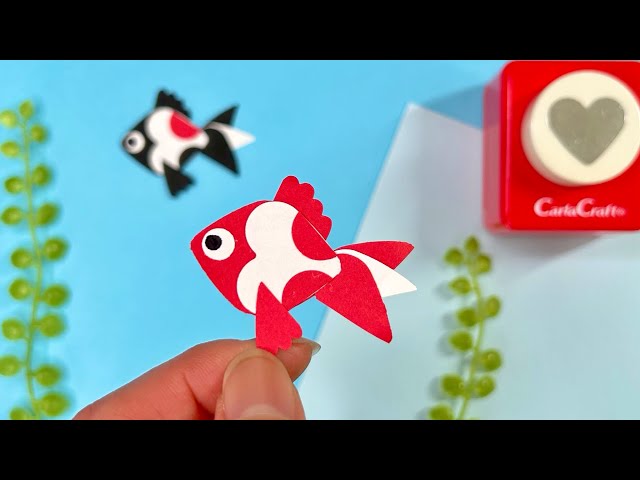 How to make a goldfish using a heart-shaped craft punch / ハート型