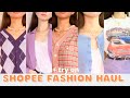 Shopee Try on Haul : Nike air force, cardigan, Knitw Sweater, Graphic Tee | Indonesia