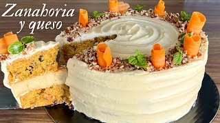 PASTEL DE ZANAHORIA RELLENO DE QUESO | POSTRE 2 EN 1 FÁCIL | POSTRES CON IXCHEL