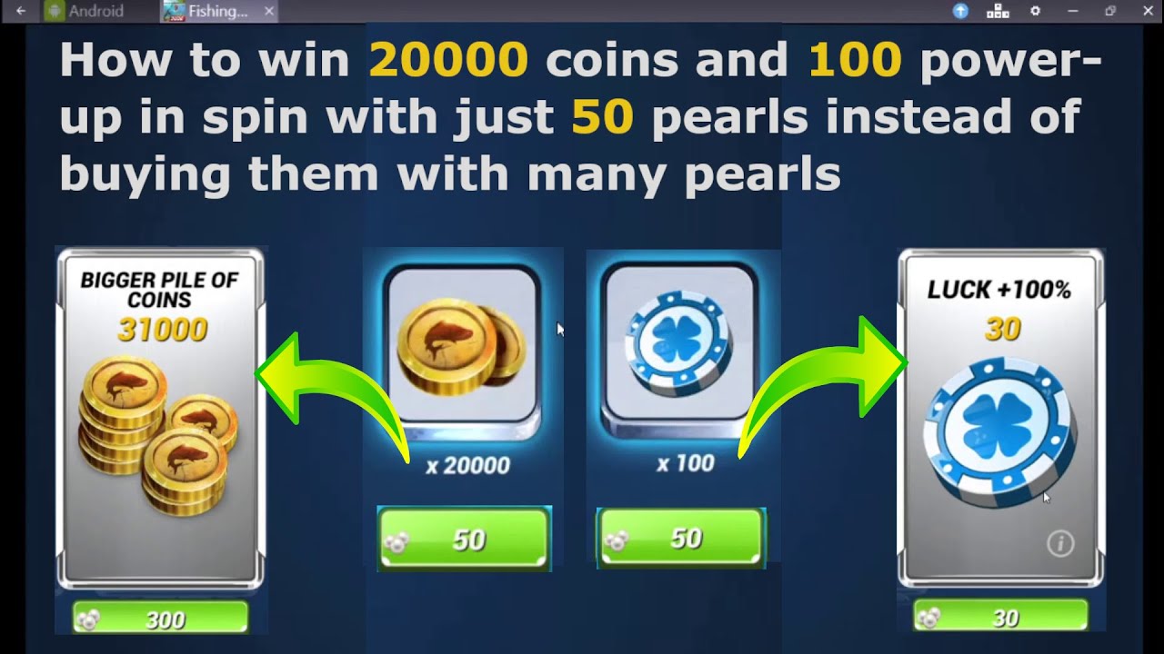 How to win coins and power up in spin with just 50 pearls // Fishing