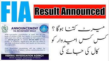 FIA Result & merit Update|Final Merit ?|Federal investigation agency