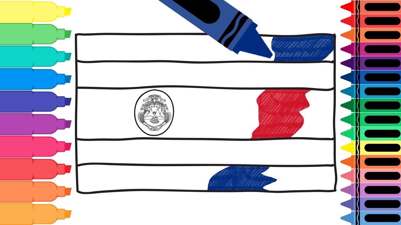 How To Draw The Costa Rica Flag Coloring Pages For Kids Draw A Costa Rican Flag Tanimated Toys