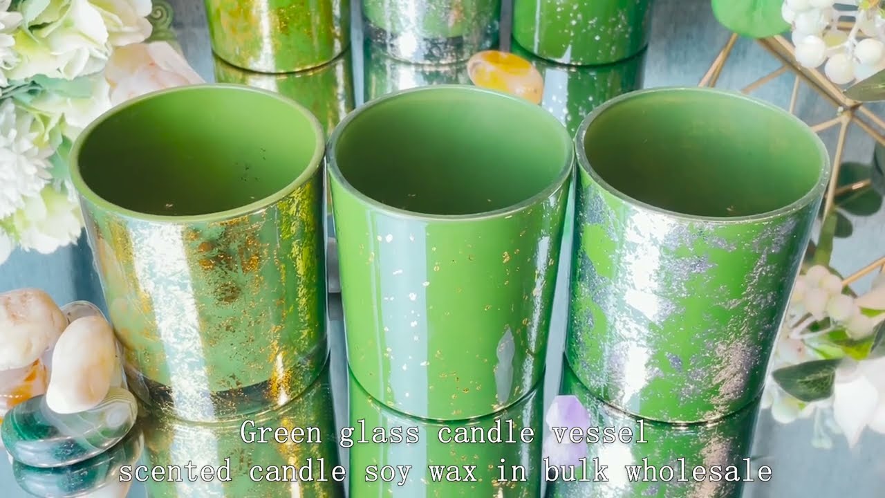 Green glass candle vessel scented candle soy wax in bulk wholesale