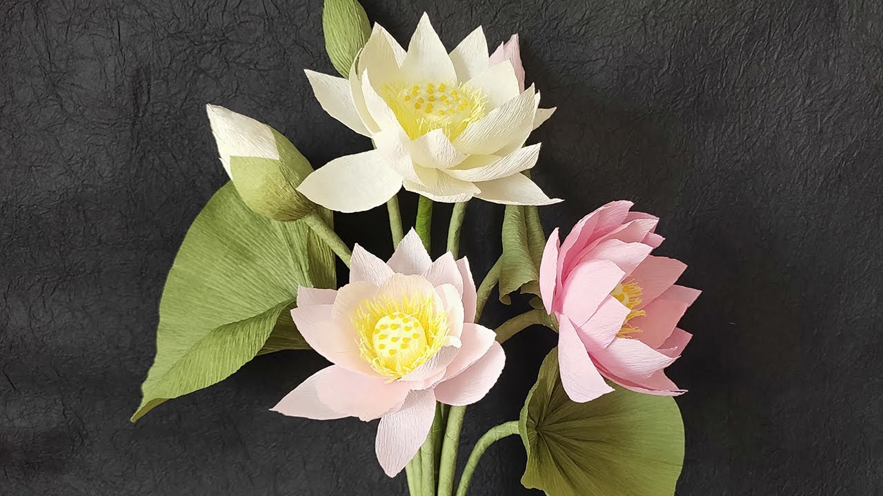 Как сделать цветок лотоса из креповой бумаги | Учебное пособие по рукоделию своими руками