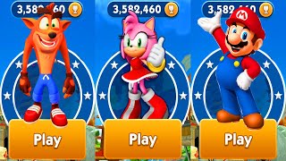 Super Mario Run vs Crash Bandicoot on the Run vs Sonic Dash screenshot 3