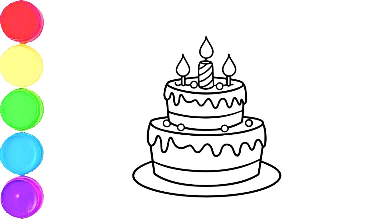 How to Draw Birthday Cake🎂 || Easy Drawing Birthday Cake Step by Step🎈 ...