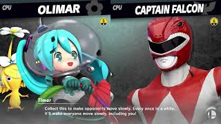 PikMiku (Olimar) vs Red Ranger (Captain Falcon) | CPU Battle | Modded Smash Ultimate