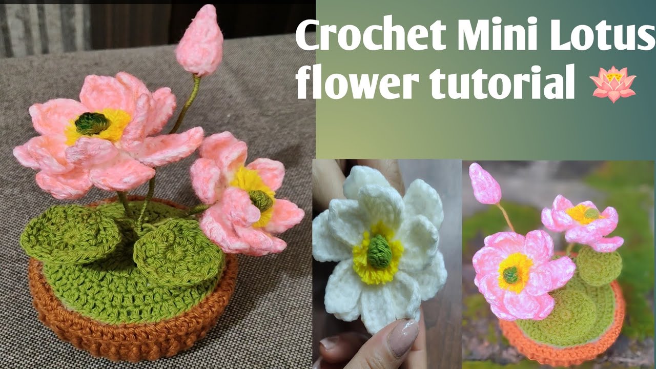 Mini Crochet Lotus flower 🪷 Tutorial |